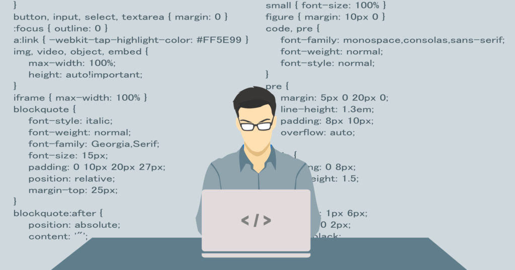 illustration of a programmer and the codes in the background